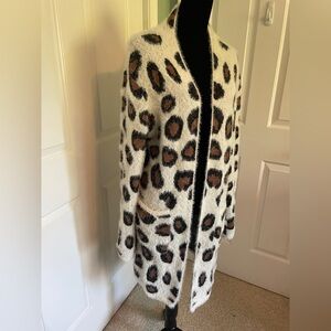 Shop Wanna B Fuzzy Leopard Cardigan Sweater - Large